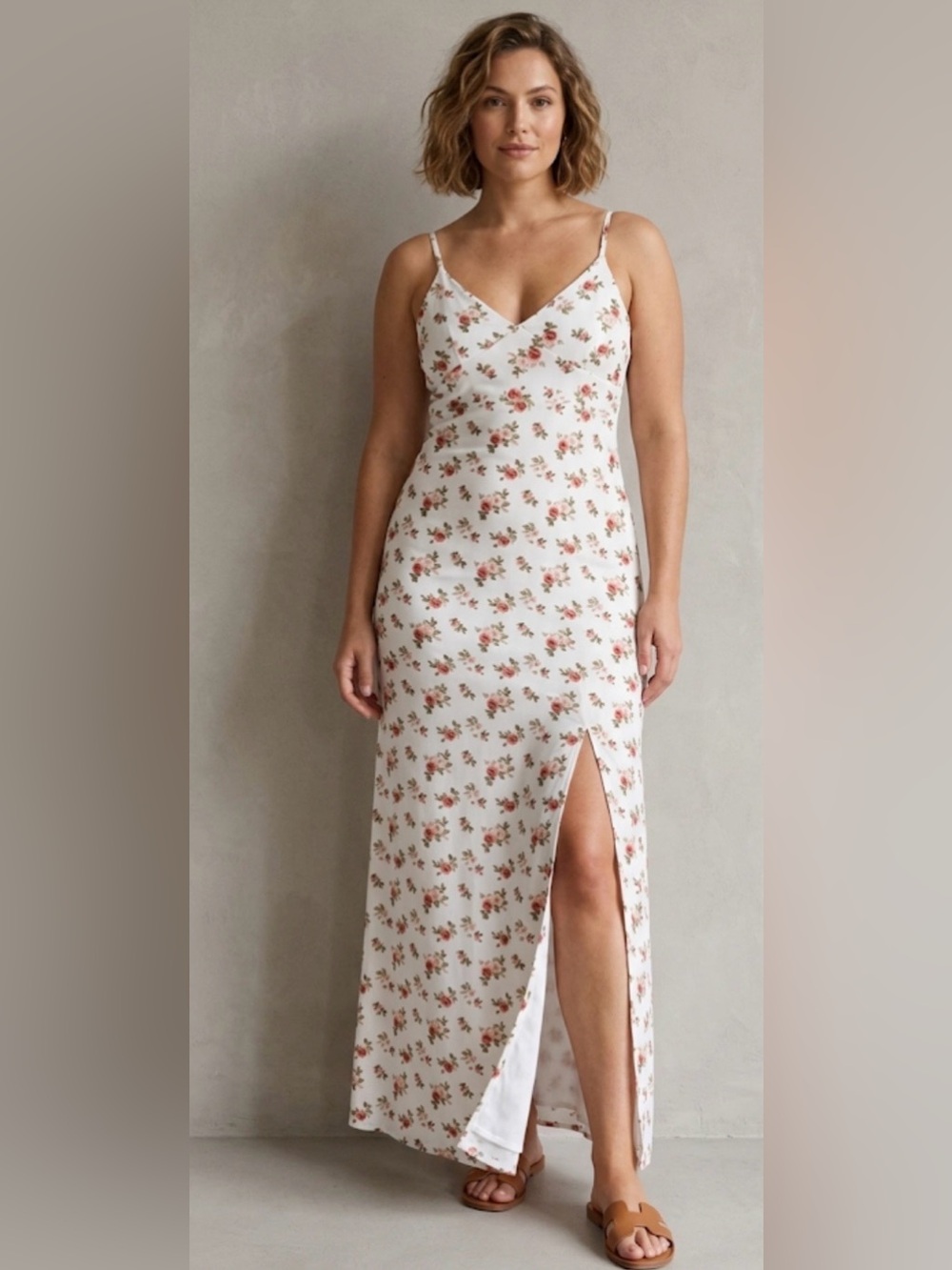 J for Justify Floral Slip Maxi Dress spaghetti strap V-neckline lightly padded L